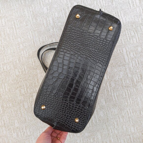 Italian Croc-Embossed Leather Tote / Crossbody — Made in Italy, Pristine - Picture 5 of 10